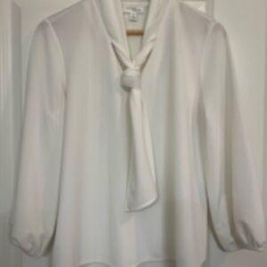 Morgan Taylor Ivory Tie-Front Blouse